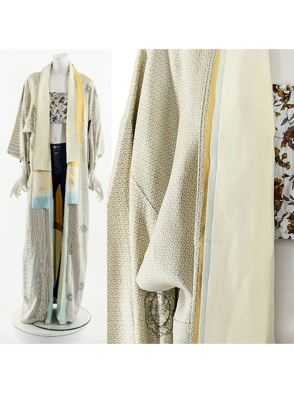 White Neutrals Silk Kimono Robe